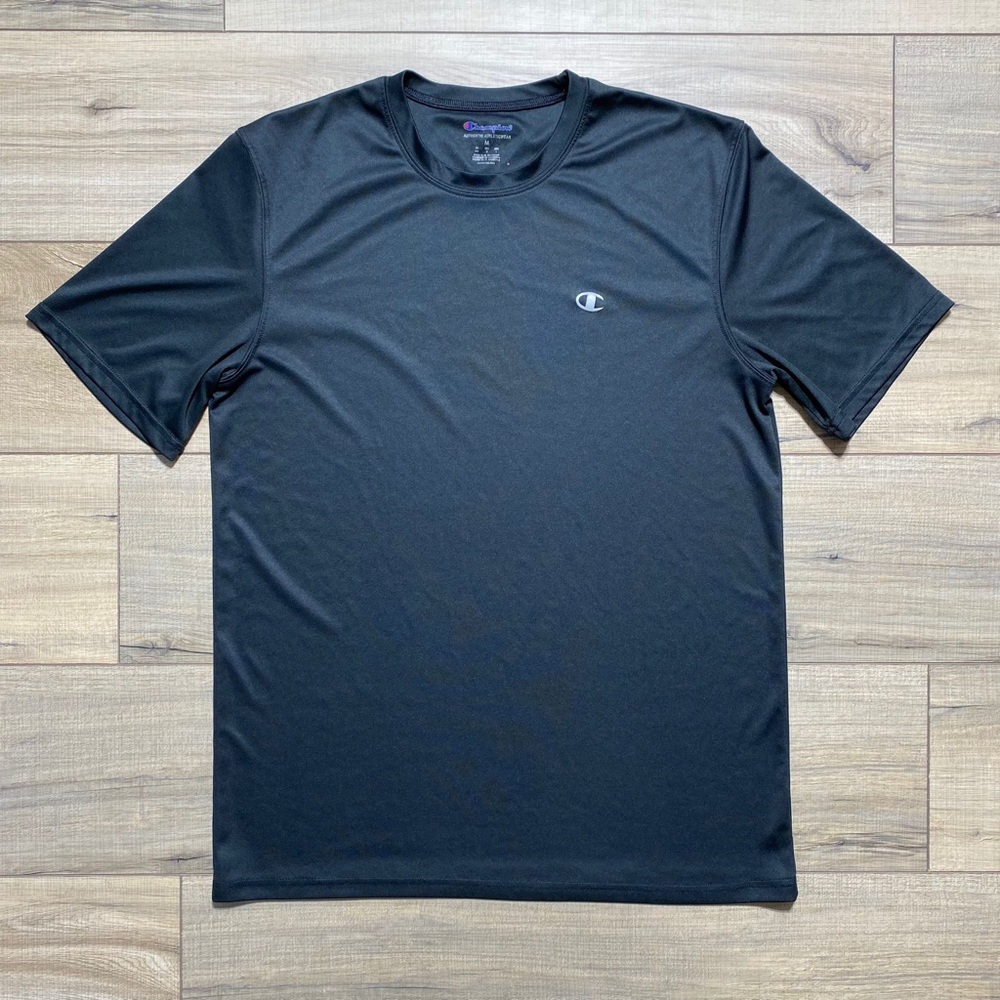 CHAMPION Mens Double Dry Shirt Short‎ Sleeve Moisture Wicking Size M Black